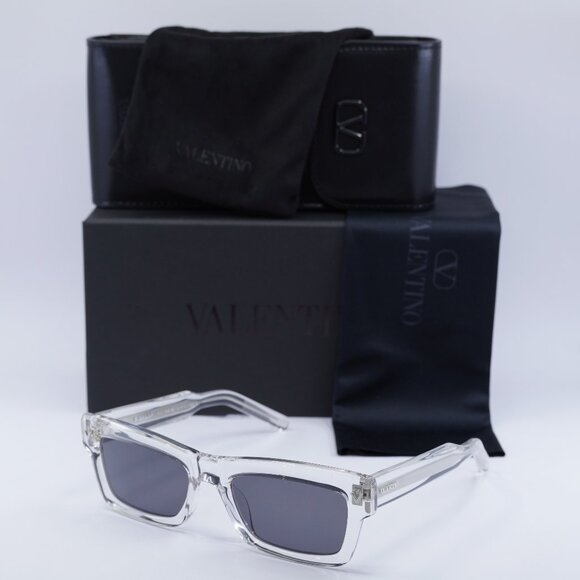 Valentino V-SHARP VLS-134C Rectangle Sunglasses - Transparent\Grey - Picture 1 of 10